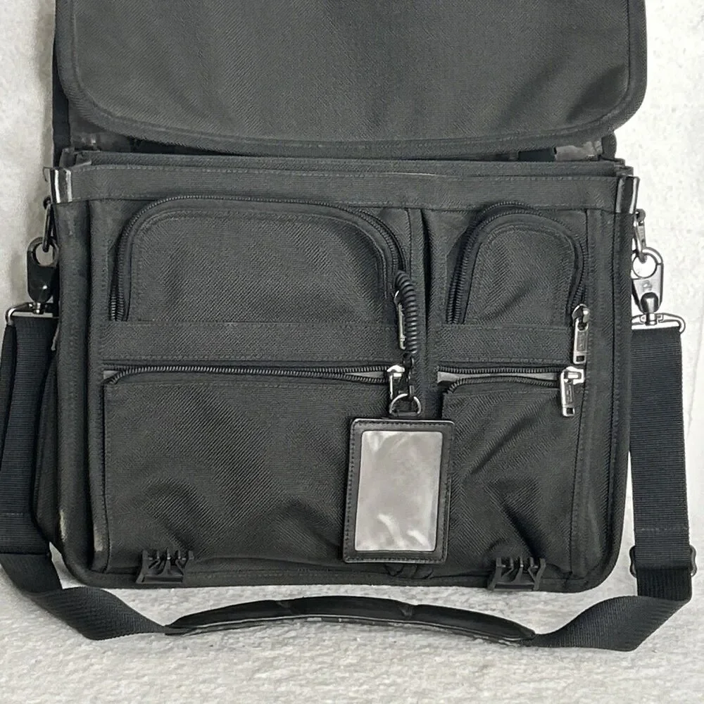 Tumi Alpha Laptop Messenger Bag Briefcase 16 inch Black Nylon Crossbody College